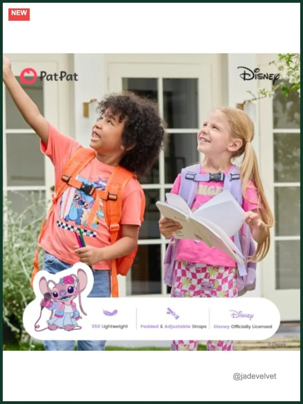 Kids Stitch Backpack, Water Resistant, Lightweight, for School Travel